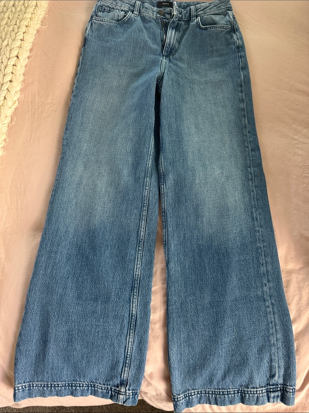 Theory Wide-Leg Jeans in Medium Blue Denim